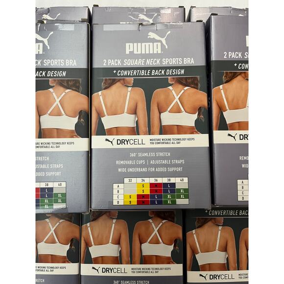 Puma Seamless Sports Bra 2-Pack (Size M) Black/White/Purple/Gray - Picture 12 of 12